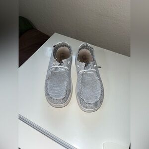 Hey Dude Gray Moccasins with Slip-On Design and Cushioned Insole